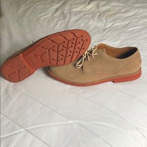 Clarks tan suede dress shoes.
